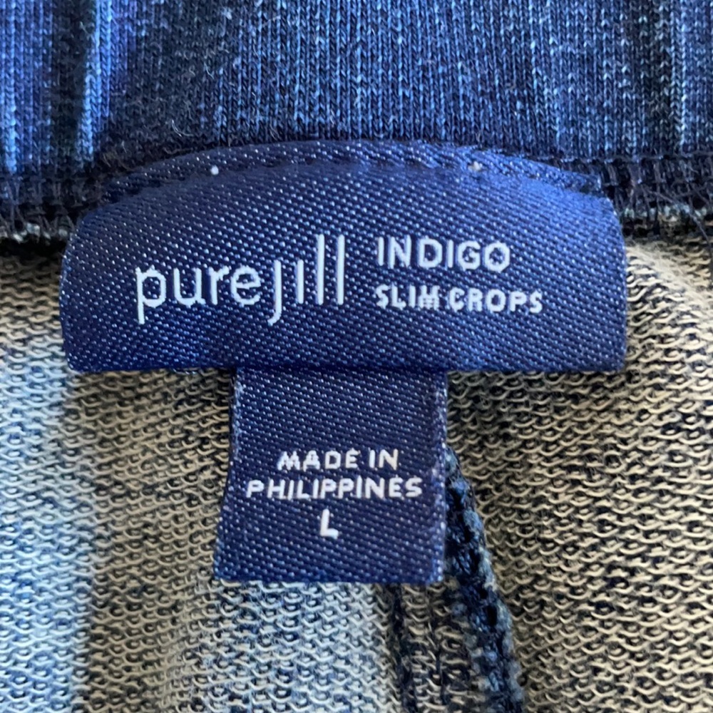 JJill pure jill, indigo, slim crop, denim pants. Size L large